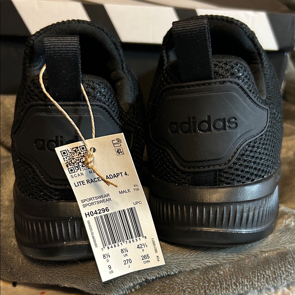 Adidas Men’s Lite Racer Adapt 4.0 Black NIB Sneakers W/Cloudfoam Technology,Sz 9 - Picture 9 of 12